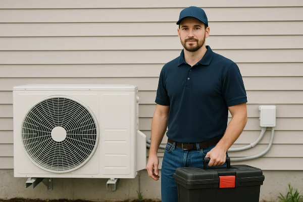 a male air conditioning technician looking straight at the camera from Georgetown AC Repair in Georgetown, TX  Air Conditioning Technician near me
