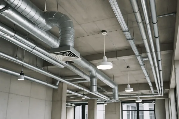metal air ducts attached to the ceiling of a building from Georgetown AC Repair in Georgetown, TX - Commercial ac repair